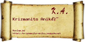 Krizmanits Anikó névjegykártya